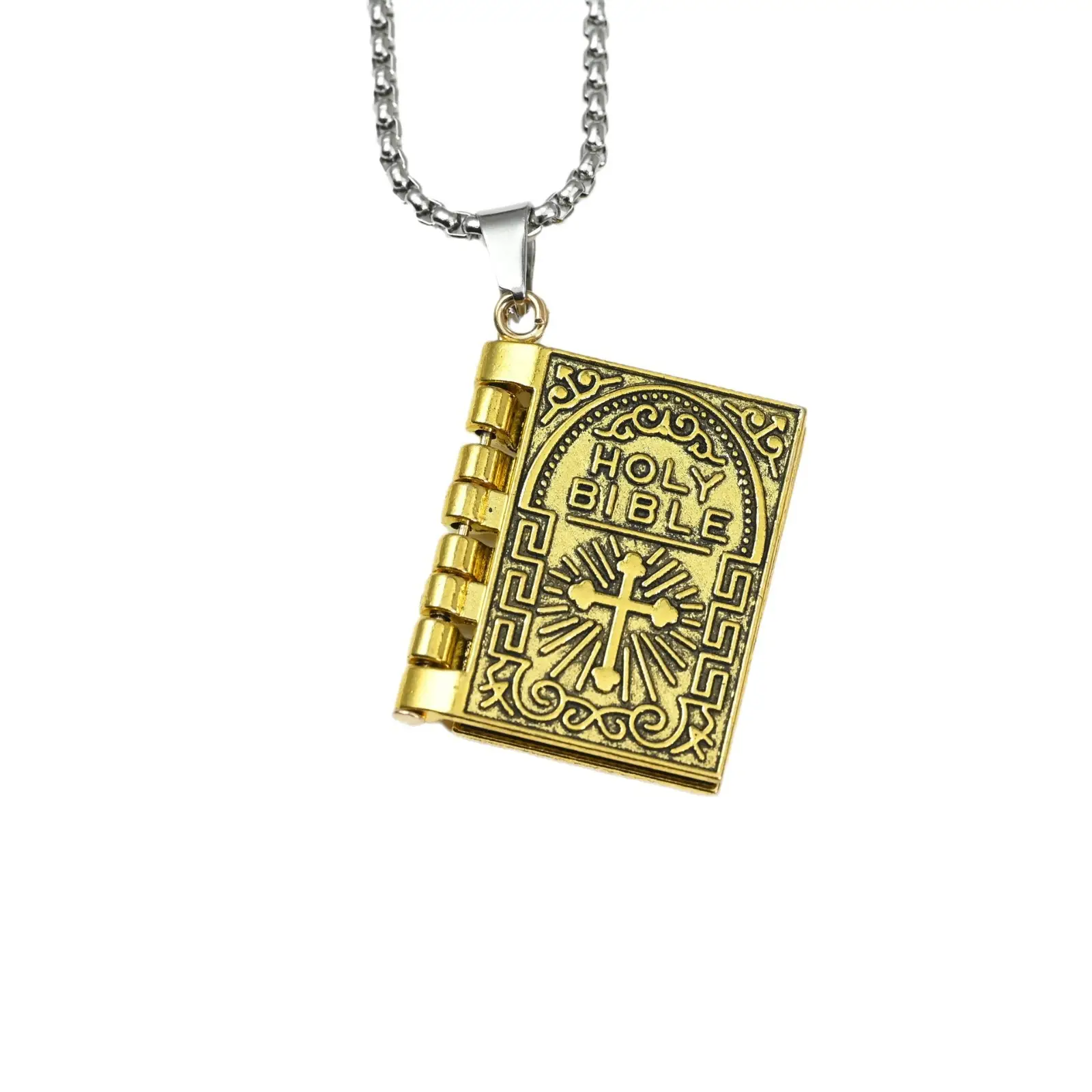 Men's Cross Design Book Necklace with "Dear Reader" Design - Image 9