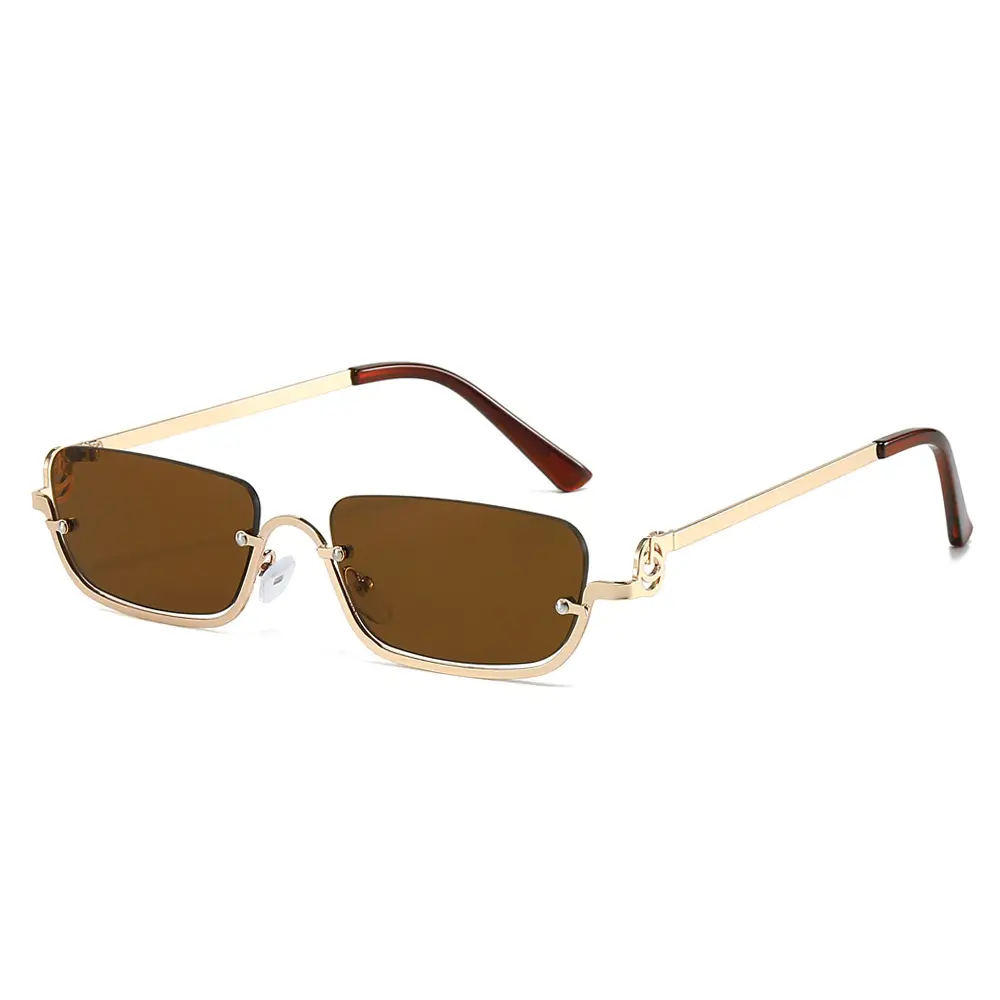 Square Frame Metal Sunglasses for Women Blue - Image 10