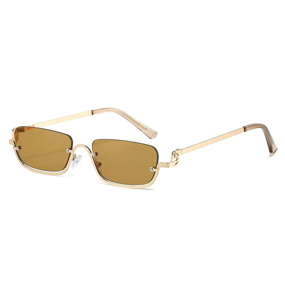 Square Frame Metal Sunglasses for Women Blue - Image 11