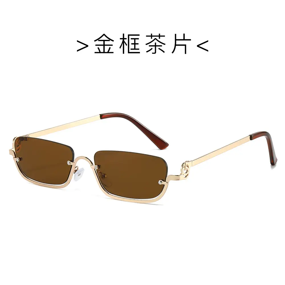 Square Frame Metal Sunglasses for Women Blue - Image 2