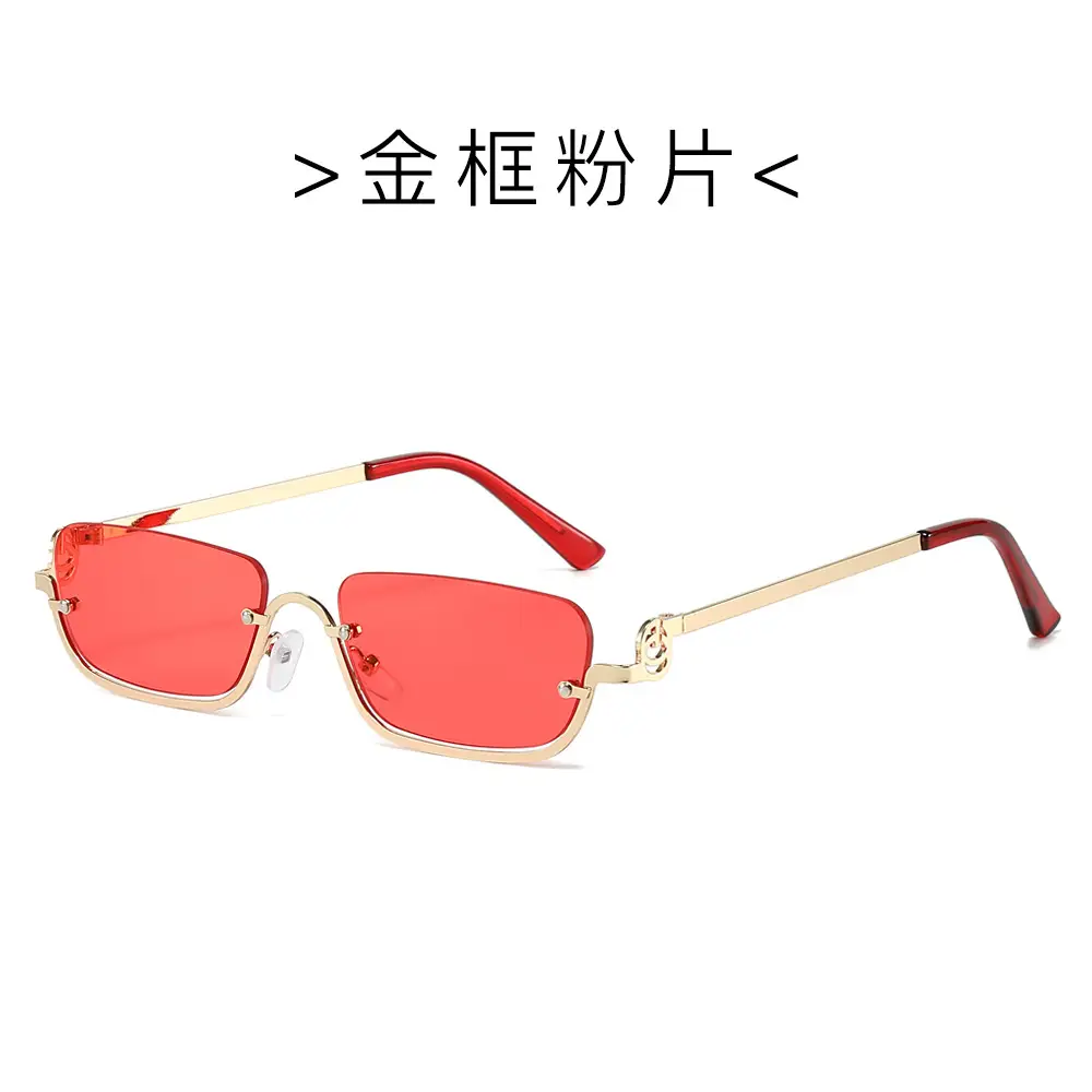 Square Frame Metal Sunglasses for Women Blue - Image 4