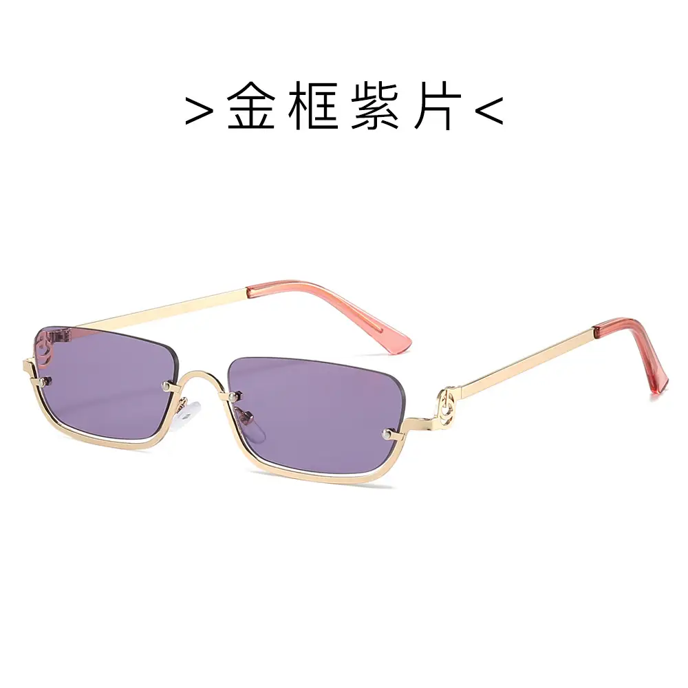 Square Frame Metal Sunglasses for Women Blue - Image 6