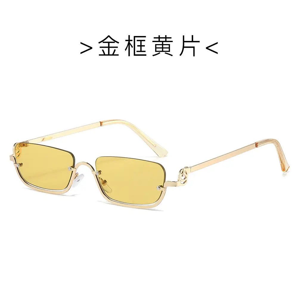 Square Frame Metal Sunglasses for Women Blue - Image 7
