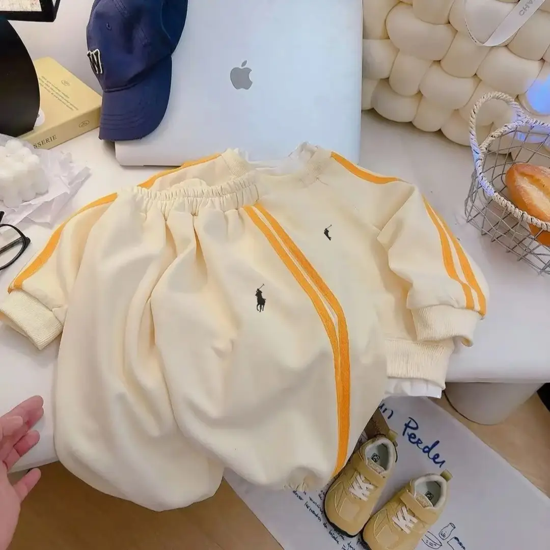Children's Fleece Sweatshirt Trendy Brand Children's Clothing 2026 Spring and Autumn Two-Piece Set Sports Suit Korean Style Boys' Set Trendy