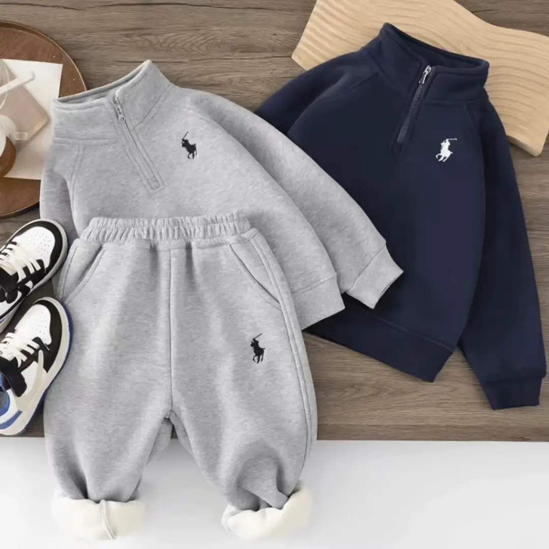 Children's Fleece Sweatshirt Trendy Brand Children's Clothing 2026 Spring and Autumn Two-Piece Set Sports Suit Korean Style Boys' Set Trendy — feature 3
