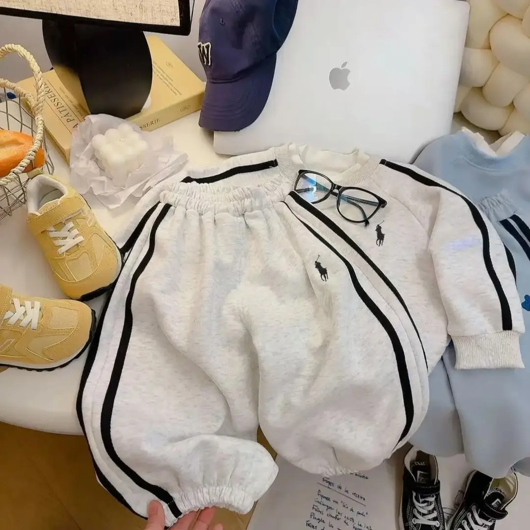 Children's Fleece Sweatshirt Trendy Brand Children's Clothing 2026 Spring and Autumn Two-Piece Set Sports Suit Korean Style Boys' Set Trendy