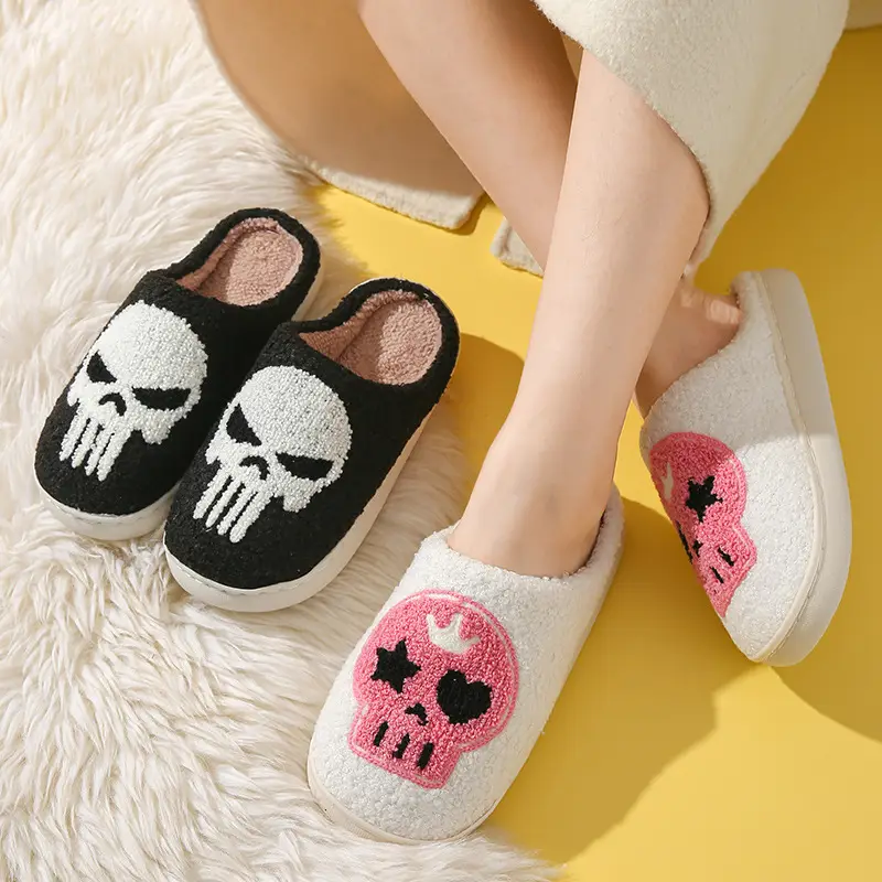 Cross-border Amazon New Halloween Skull Cartoon Ghost Series Winter Cotton Slippers for Men and Women Couple Indoor Drag