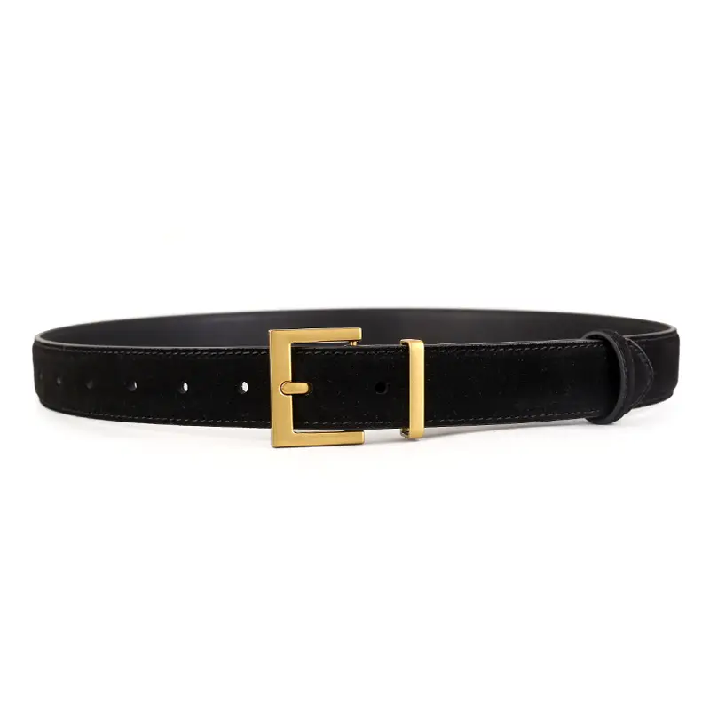 Women's Genuine Suede Belt with Skirt Suit Decoration Brown - Image 9