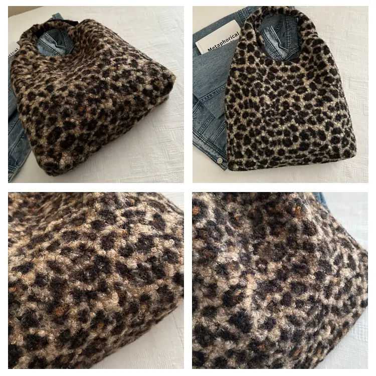 Plush Leopard Print Shoulder Tote Bag for Women — feature 8