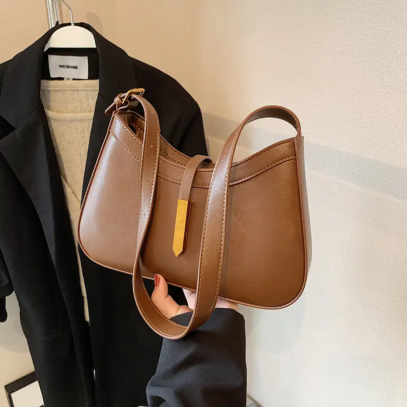 Women Crossbody Bag Brown Leather 2025 Retro Design - Image 6