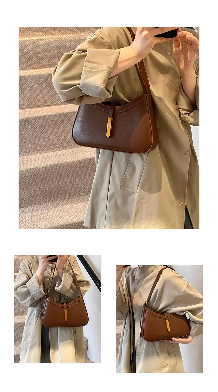 Women Crossbody Bag Brown Leather 2025 Retro Design — feature 5