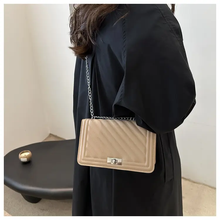 Quilted Chain Crossbody Bag Tan 2025 Women — feature 13