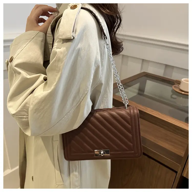 Quilted Chain Crossbody Bag Tan 2025 Women — feature 7