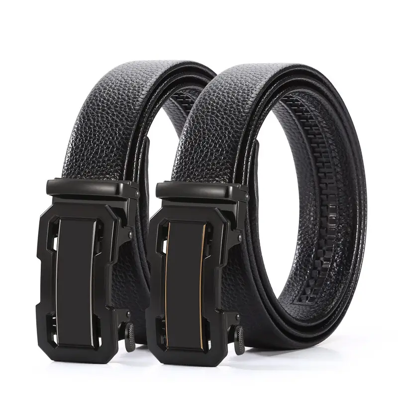 Men's Black Cowhide Belt with Automatic Buckle - Image 4