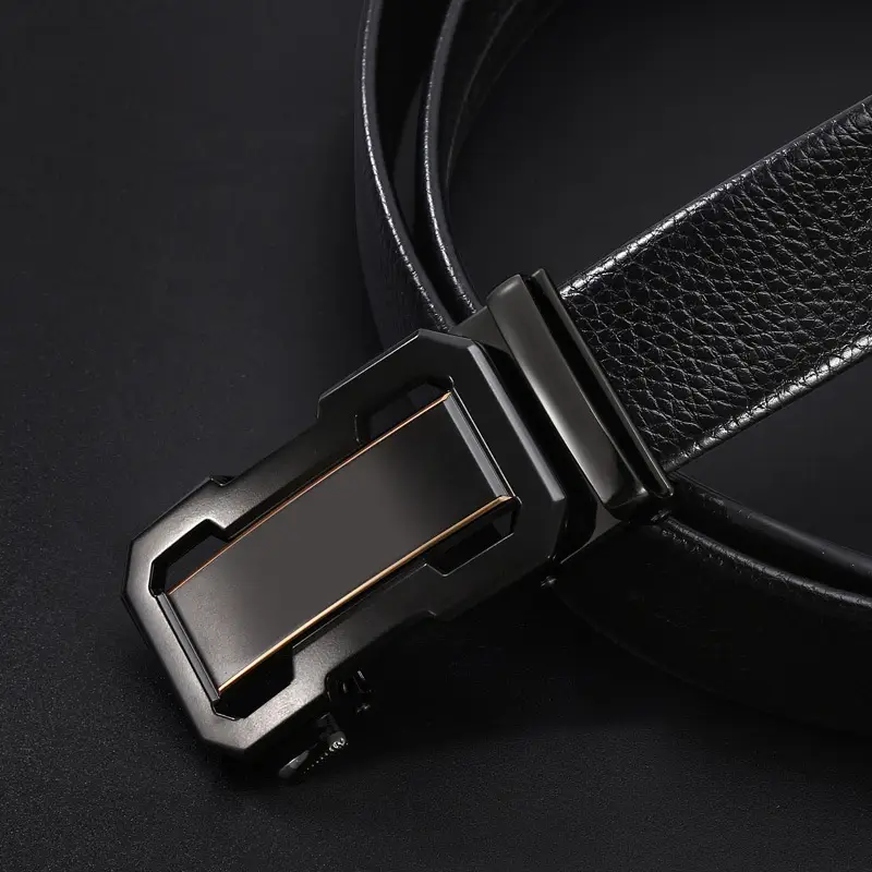 Men's Black Cowhide Belt with Automatic Buckle - Image 6