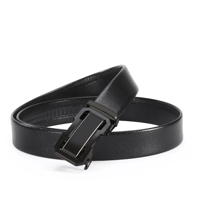 Men's Black Cowhide Belt with Automatic Buckle - Image 7