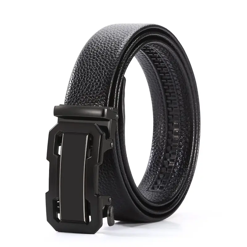 Men's Black Cowhide Belt with Automatic Buckle - Image 8