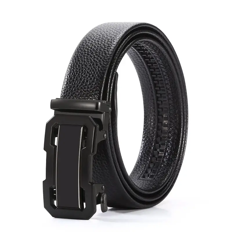 Men's Black Cowhide Belt with Automatic Buckle - Image 2
