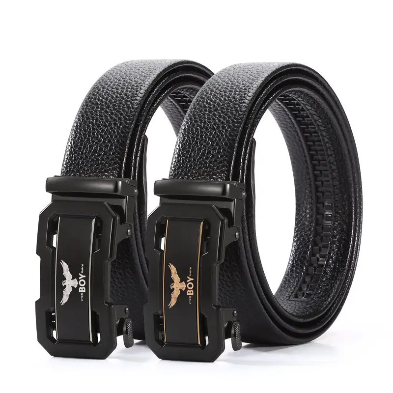 Men's Black Cowhide Belt with Automatic Buckle - Image 3