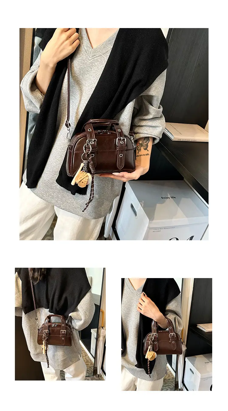 Brown Leather Shoulder Crossbody Bag for Women — feature 6