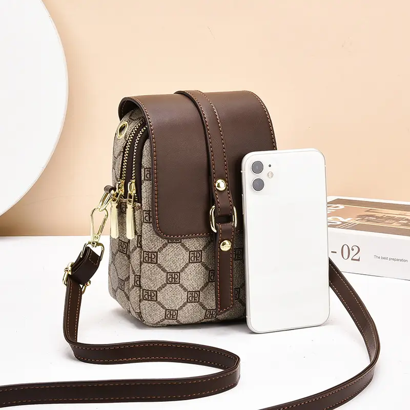 Women's 2025 K-Style Crossbody Phone Bag Brown - Image 5