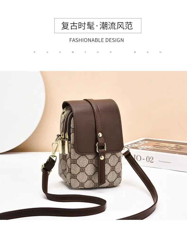 Women's 2025 K-Style Crossbody Phone Bag Brown — feature 1
