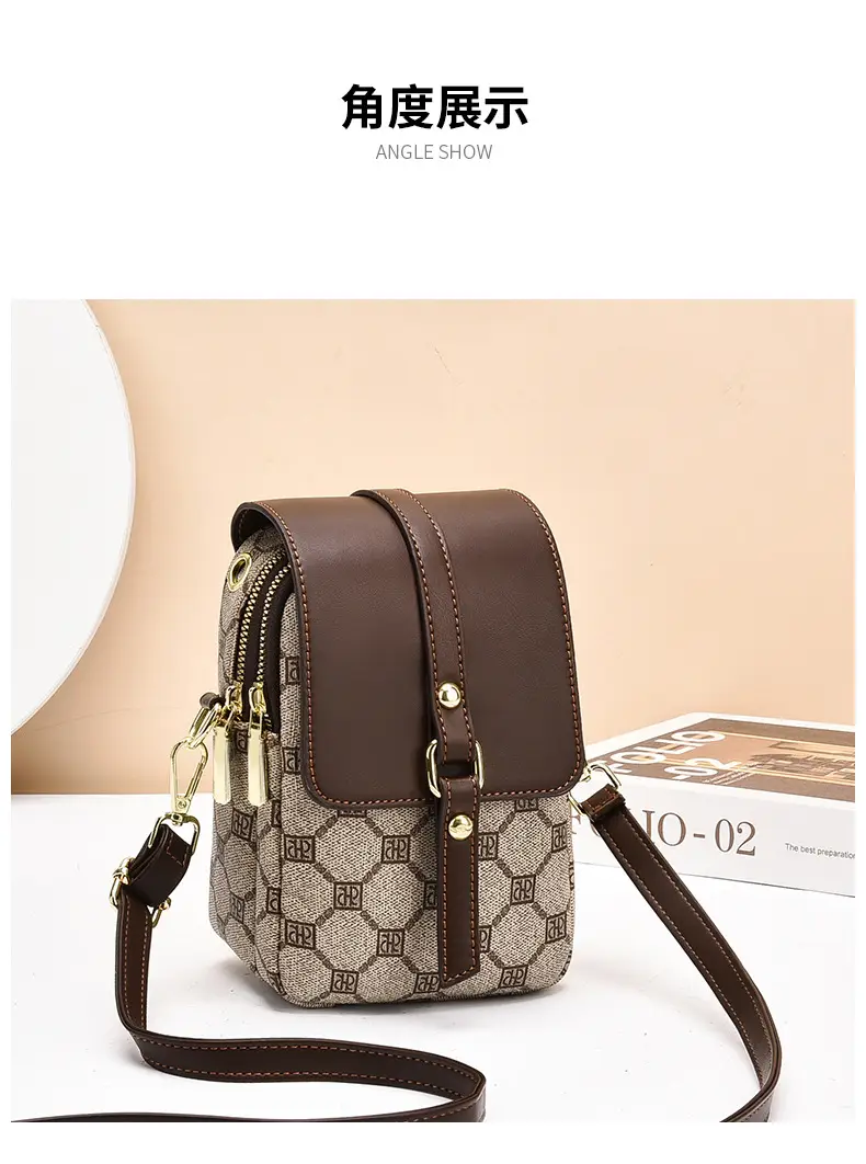 Women's 2025 K-Style Crossbody Phone Bag Brown — feature 13