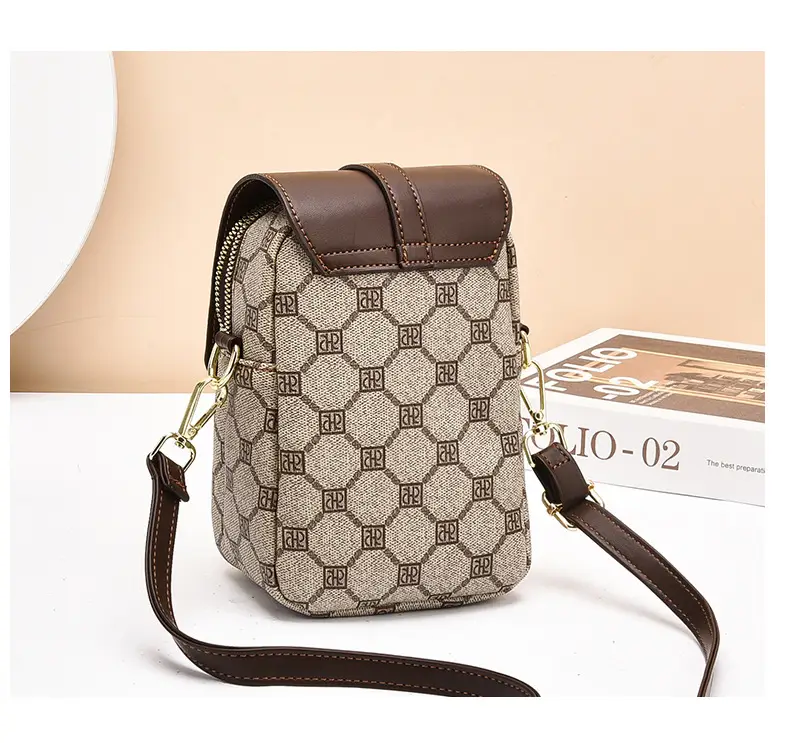 Women's 2025 K-Style Crossbody Phone Bag Brown — feature 15