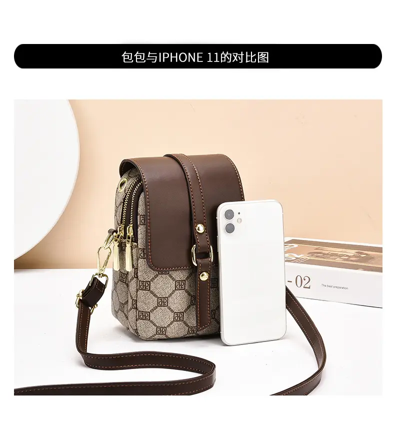 Women's 2025 K-Style Crossbody Phone Bag Brown — feature 8