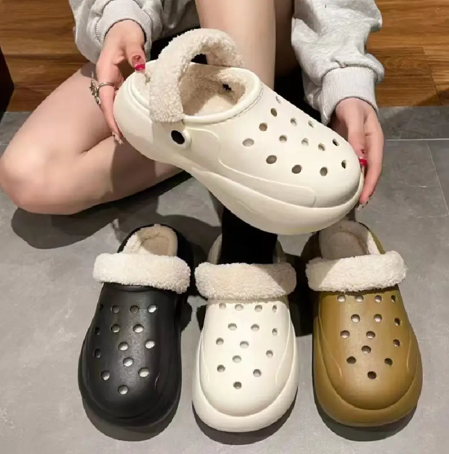 Women's Fleece Lined Thick Slippers Winter Beige - Image 5