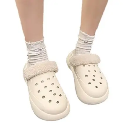 Women's Fleece Lined Thick Slippers Winter Beige - Image 8