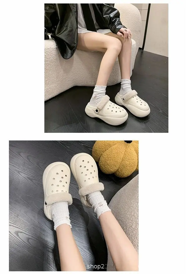 Women's Fleece Lined Thick Slippers Winter Beige — feature 10