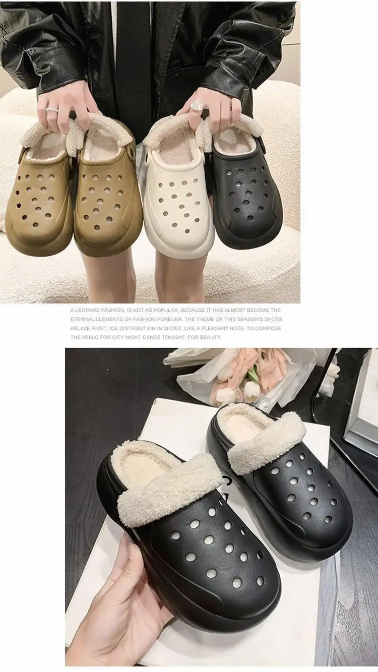 Women's Fleece Lined Thick Slippers Winter Beige — feature 13