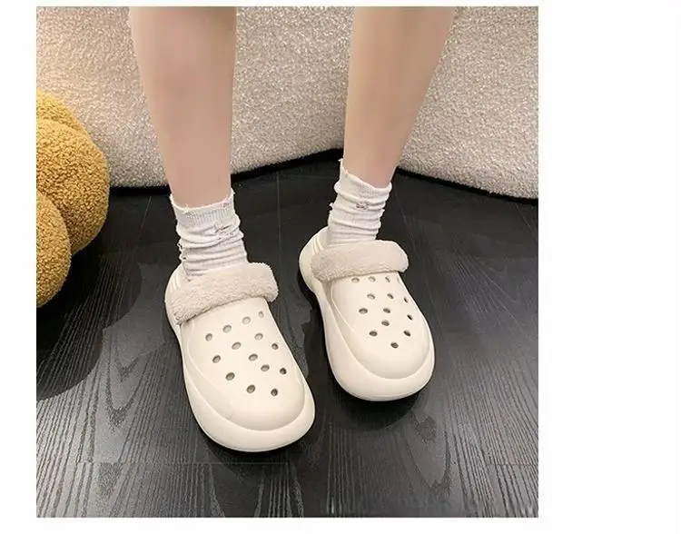Women's Fleece Lined Thick Slippers Winter Beige — feature 7