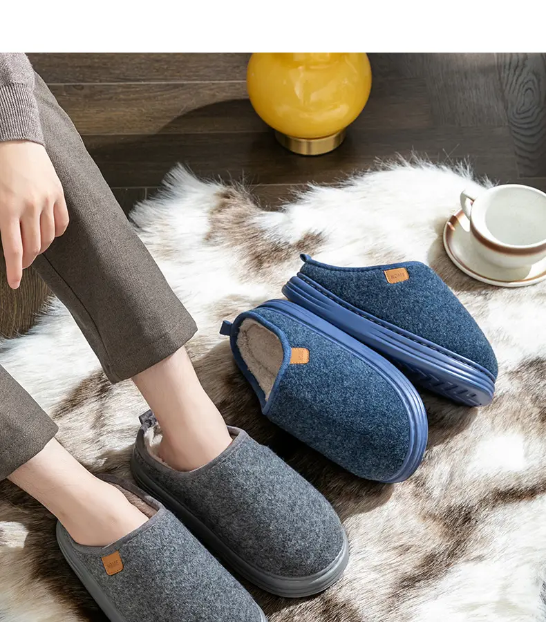 Men's Large Size Cotton Slippers Autumn and Winter Thick-Soled Indoor Home Elderly Anti-Slip Plush Slippers Winter Home Use — feature 22