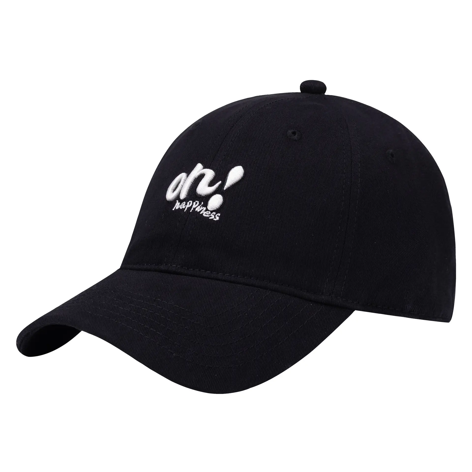Black Korean Embroidered Baseball Cap for Women Men