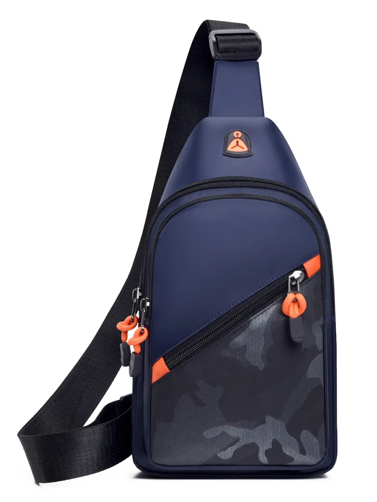 2024 Men's Grey Crossbody Bag with Orange Zip - Image 6