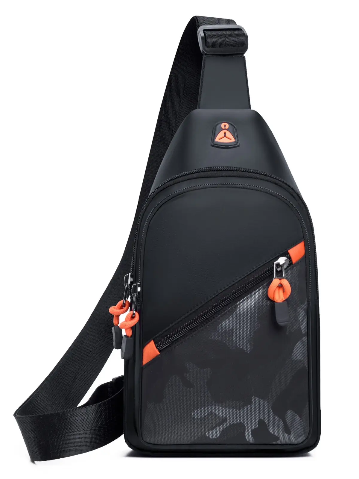 2024 Men's Grey Crossbody Bag with Orange Zip - Image 7