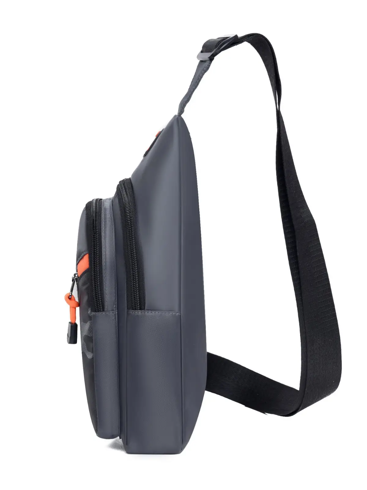 2024 Men's Grey Crossbody Bag with Orange Zip - Image 8