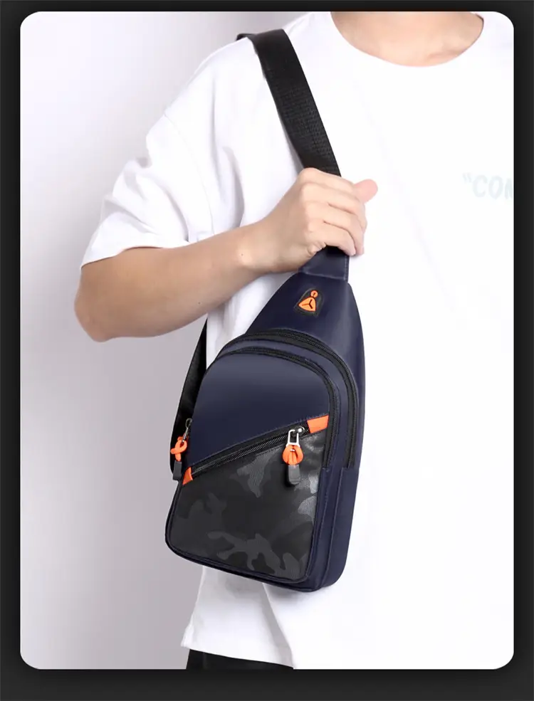 2024 Men's Grey Crossbody Bag with Orange Zip — feature 12