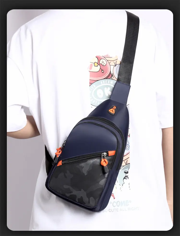 2024 Men's Grey Crossbody Bag with Orange Zip — feature 13