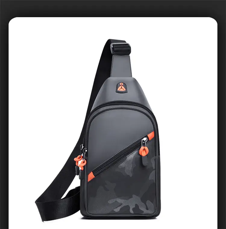 2024 Men's Grey Crossbody Bag with Orange Zip — feature 16