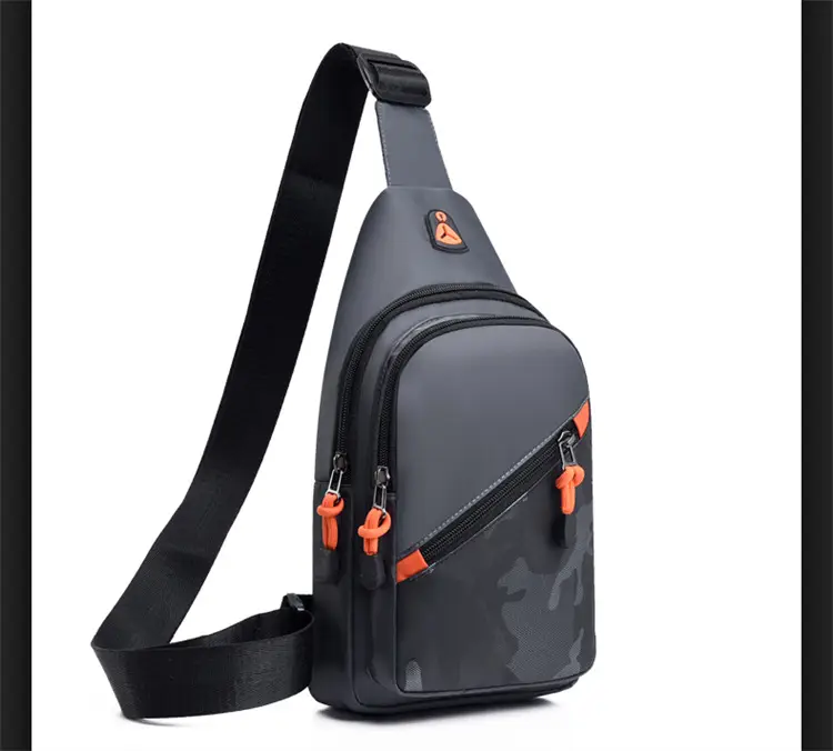 2024 Men's Grey Crossbody Bag with Orange Zip — feature 17