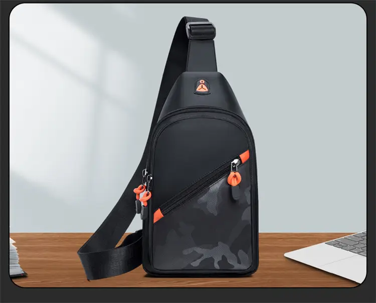 2024 Men's Grey Crossbody Bag with Orange Zip — feature 9