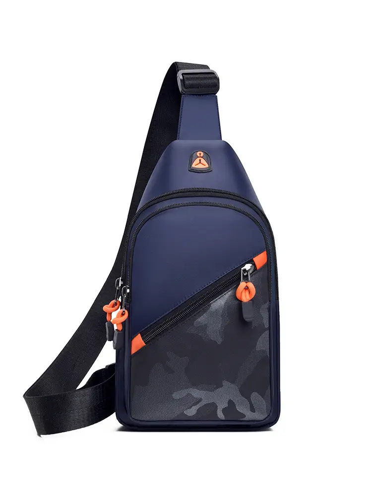 2024 Men's Grey Crossbody Bag with Orange Zip - Image 4