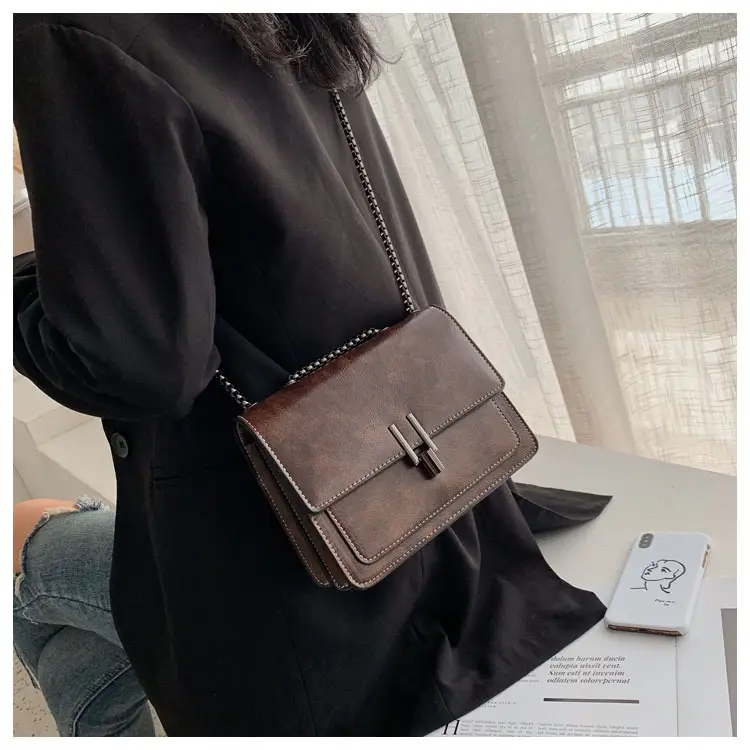 Women's Retro Chain Messenger Bag Small Square Shoulder — feature 11