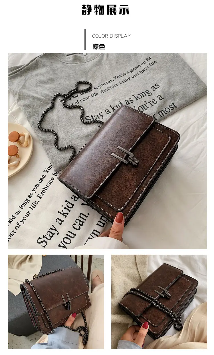 Women's Retro Chain Messenger Bag Small Square Shoulder — feature 25