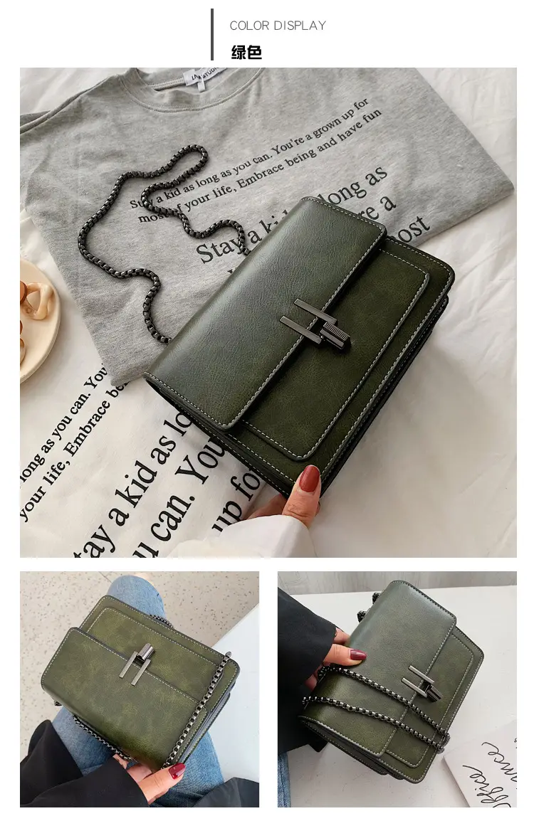 Women's Retro Chain Messenger Bag Small Square Shoulder — feature 26