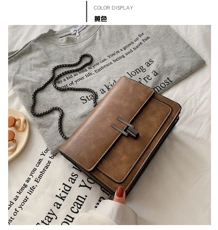 Women's Retro Chain Messenger Bag Small Square Shoulder — feature 28