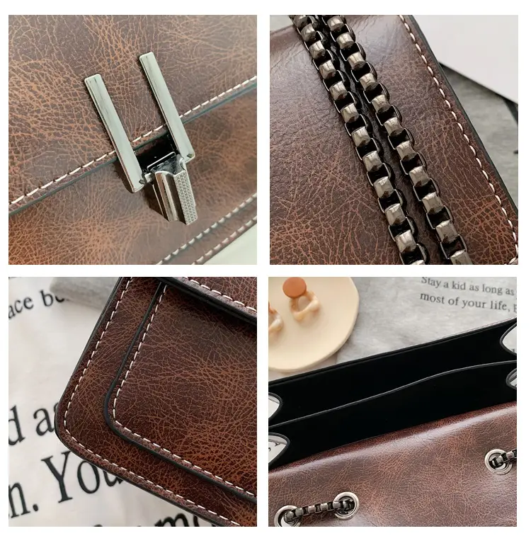 Women's Retro Chain Messenger Bag Small Square Shoulder — feature 29